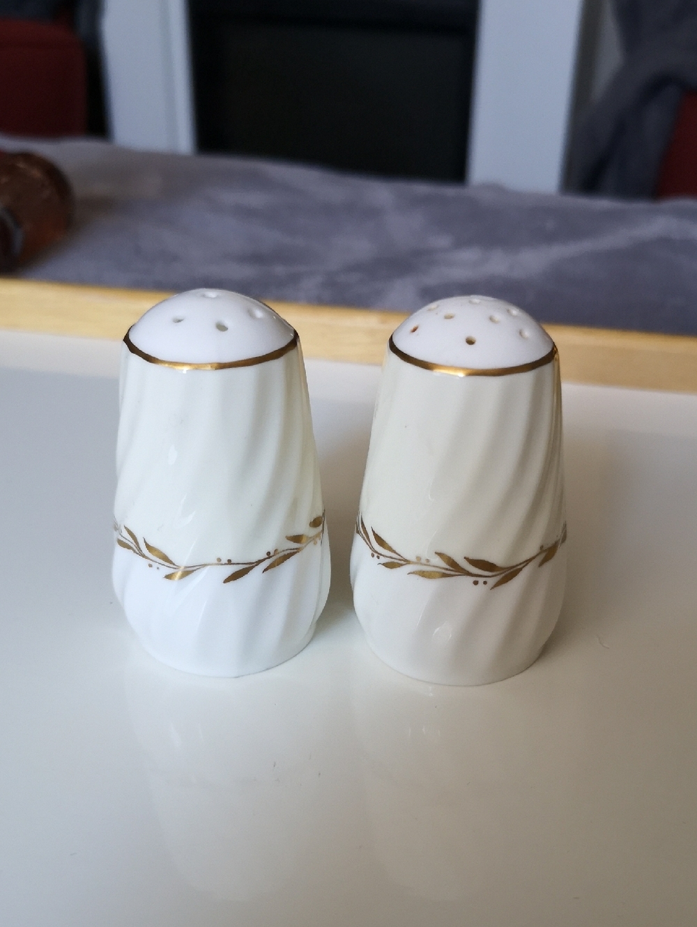 Vintage Minton Bone China Salt & Pepper Set Lady Devonish England Like-new